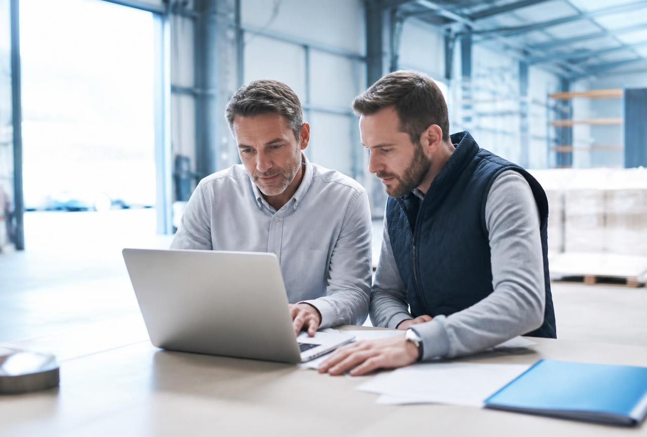 Turbo Funding advisor reviewing funding paperwork with a business owner